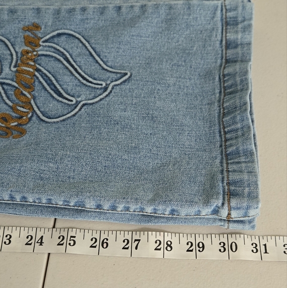 Rocawear Vintage Y2K Low Rise Embroidered Fit and Flare Jeans Size 5 - Picture 6 of 13